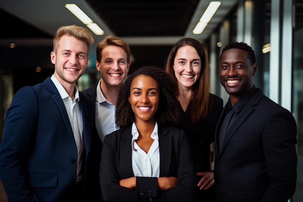 Group of successful multi ethnic business professionals smiling confidently