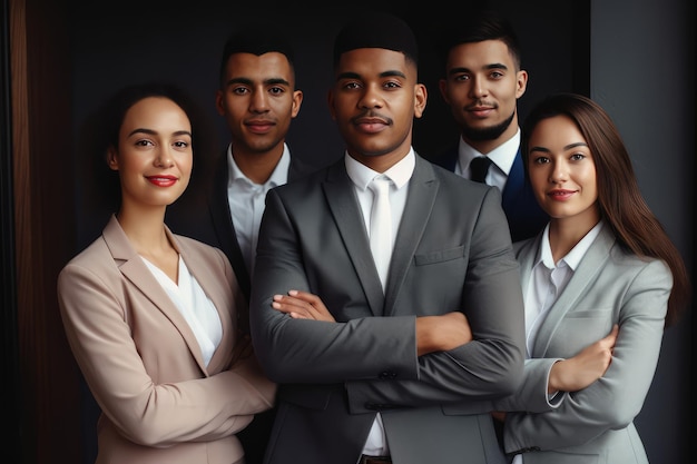 Group of successful smiling multiethnic business team