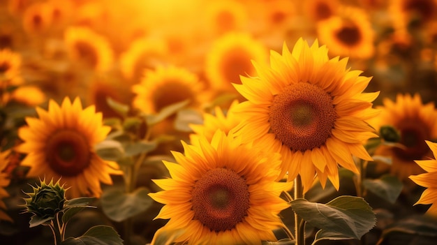 A group of sunflowers in a field