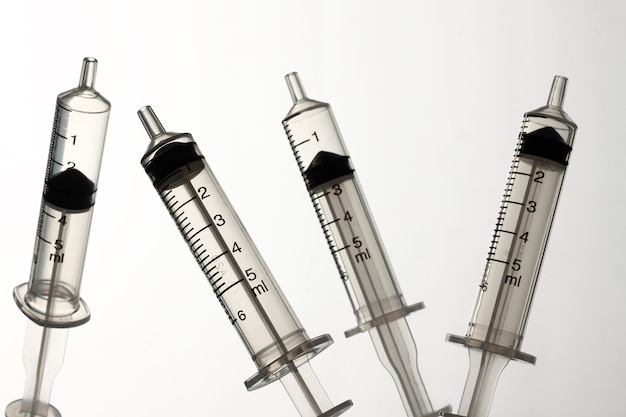 A group of syringe on white background