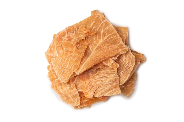 Group of tasty beer snacks Dehydrated chicken meat slices