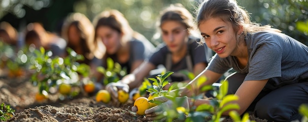 Foto un gruppo di insegnanti volontari per una carta da parati della comunità