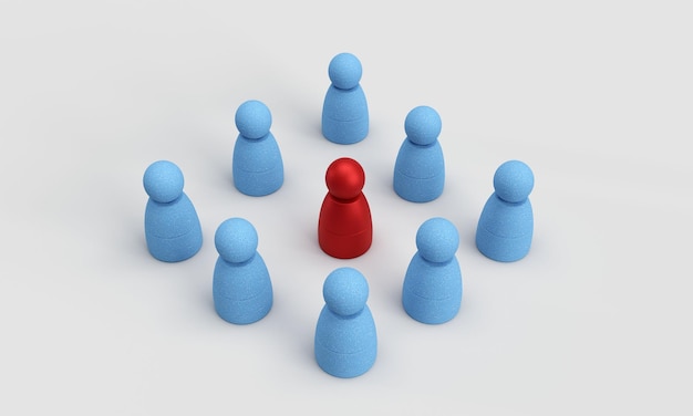 Group teamwork blue color red pink different business icon object colleague together cooperation wor