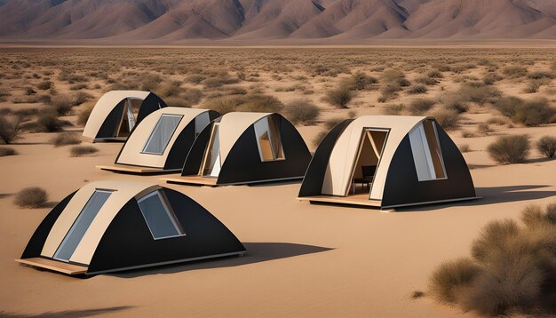 Photo a group of tents are sitting in the desert