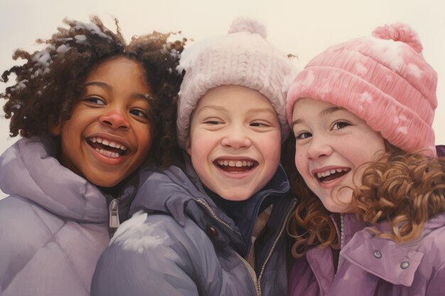 Photo a group of three girls standing next to each other