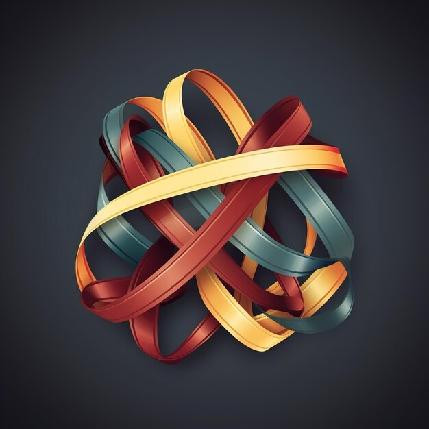 a group of three spirals with a ribbon around it.