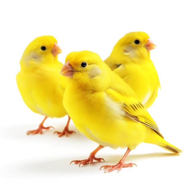 A group of three yellow birds with one of them has the number 3 on the back.