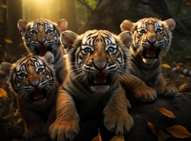 A group of tiger cubs