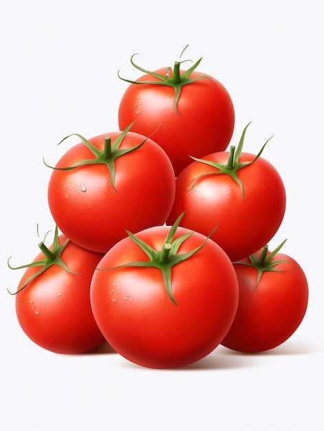 a group of tomatoes with a white background.