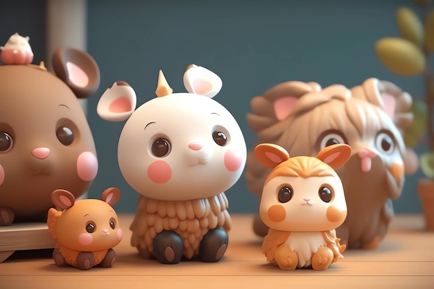 A group of toy animals with one of them called the little goat.