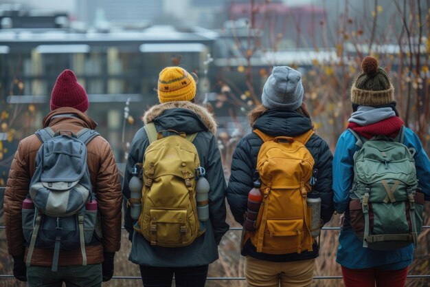 Group travelers Travel with backpack Generative AI