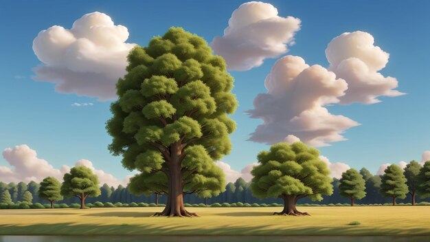 A group of trees in a field