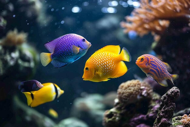 Group of tropical fishes