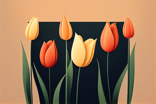 A group of tulips are on a black background with a black background.