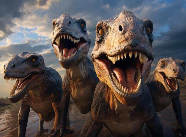 A group of tyrannosaurs