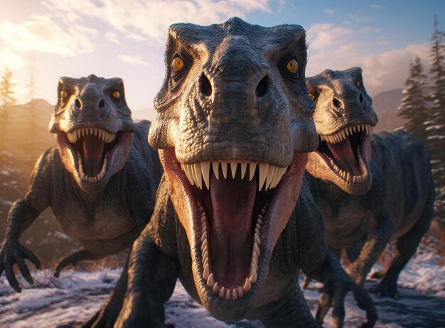 A group of tyrannosaurs