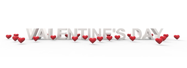 Group of Valentine Hearts on white background. 3D rendering.