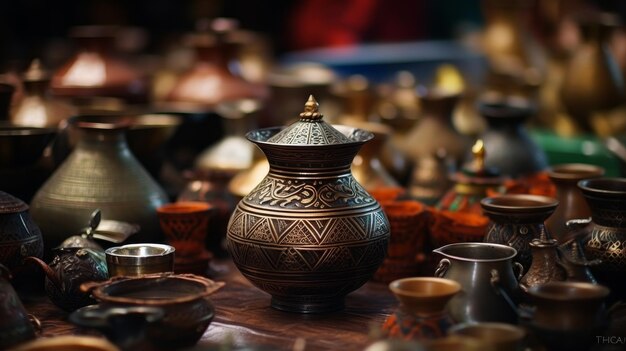 Group of Vases on Table