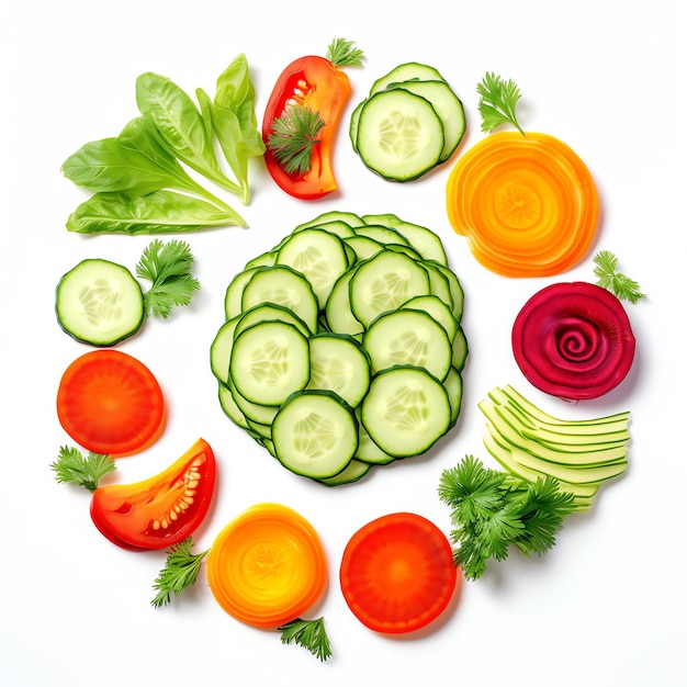 Photo a group of vegetables arranged in a circle