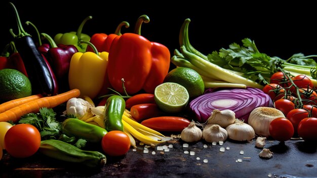 Group of vegetables closeup view