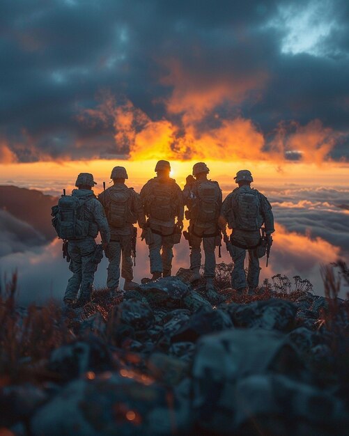 Foto a group of veterans sharing victorious fist background