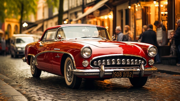 A group of vintage cars on a street close up