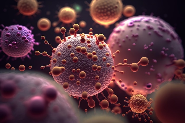 바이러스 세포 그룹 원 안에 있는 세균성 미생물박테리아 및 세균 다채로운 세트미생물 질병 유발세균 세포 암 세균박테리아바이러스곰팡이 원생동물 프로바이오틱