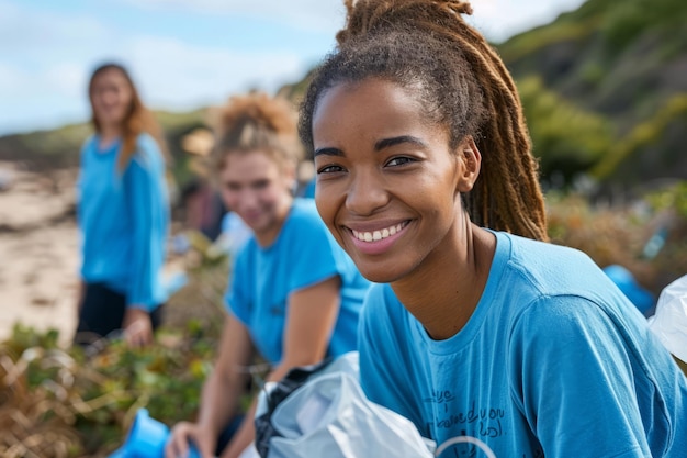 Group of volunteers Cleaning Litter Alongside the Road