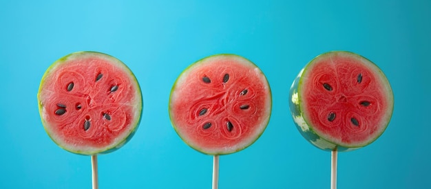 Photo group of watermelon lollipops stack