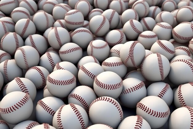 a group of white baseballs are piled into a bowl in the style of dynamic color combinations