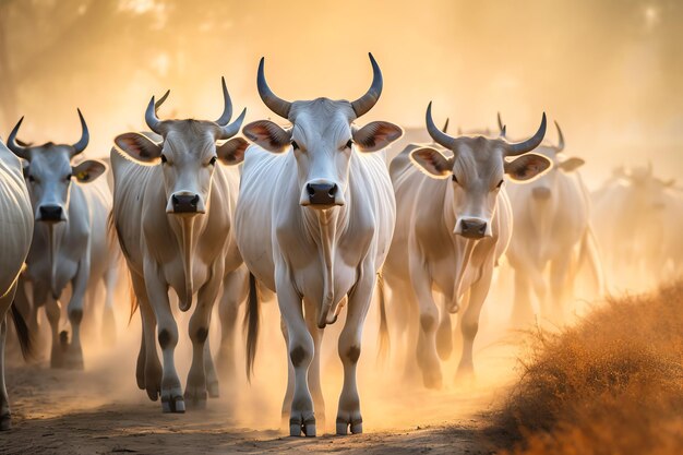 a group of white cows walking oa group of white cows walking on a dirt roadn a dirt road