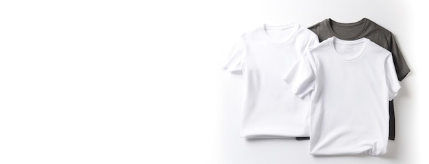 Group of white fashionable modern sports home tshirts of classic design white background AI