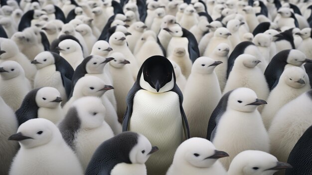 Group of white penguins