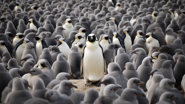 白いペンギンの群れ