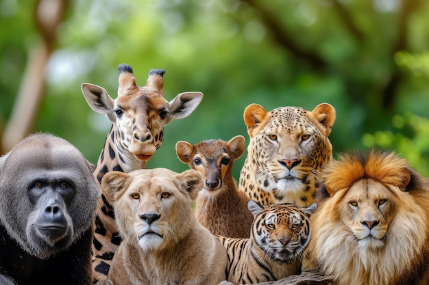 A group of wild animals background for world wildlife day