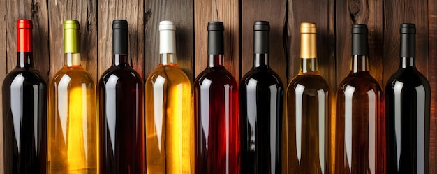 Photo group of wine bottles on table