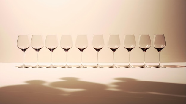 Foto un gruppo di bicchieri di vino seduti sopra un tavolo