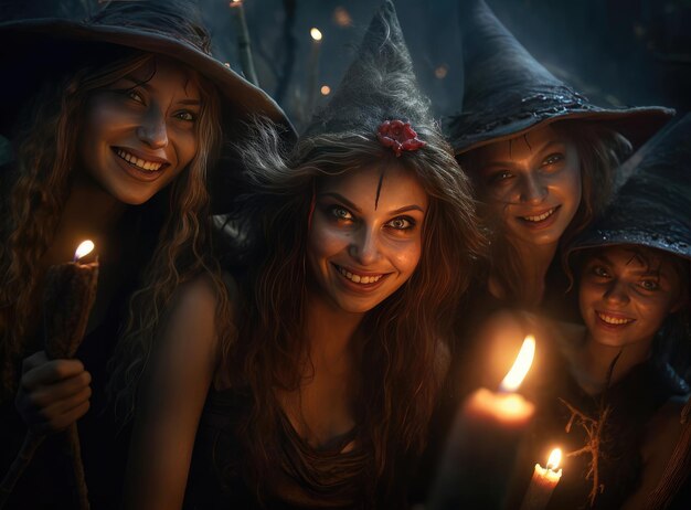 Premium AI Image | A group of witches