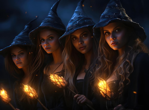 Photo a group of witches