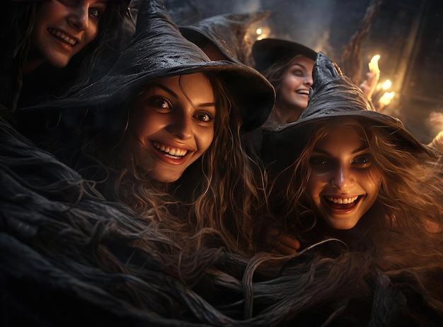 Photo a group of witches