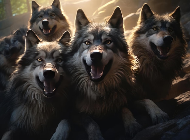 Группа волков