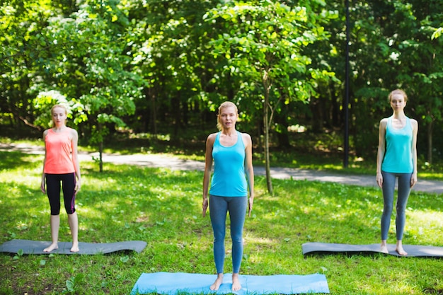 Group woman exercising outdoors