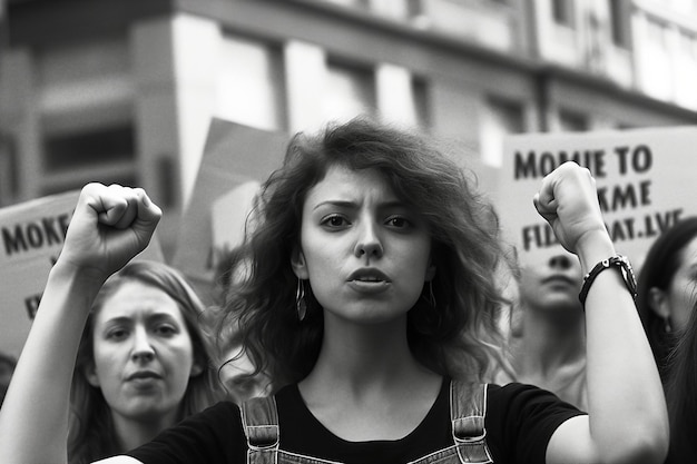 Foto un gruppo di donne attiviste è uscito per protestare.