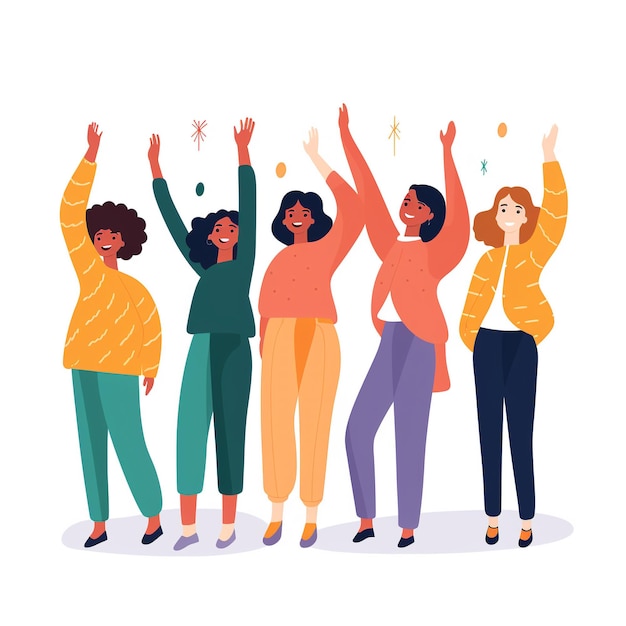 a group of women are dancing in a circle with their arms up