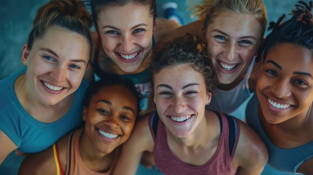 A group of women are smiling and posing for a picture