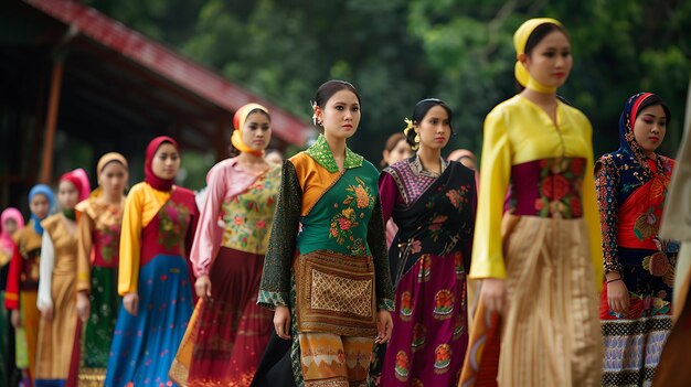 Photo a group of women are standing in front of a building