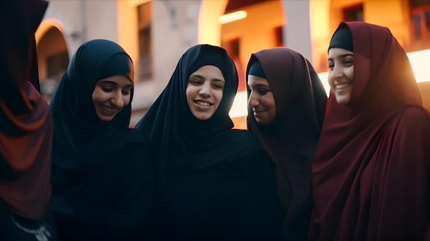 Foto un gruppo di donne è in piedi insieme e sorride.