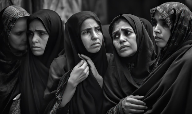 A group of women in a crowd, one of which says'the word love '