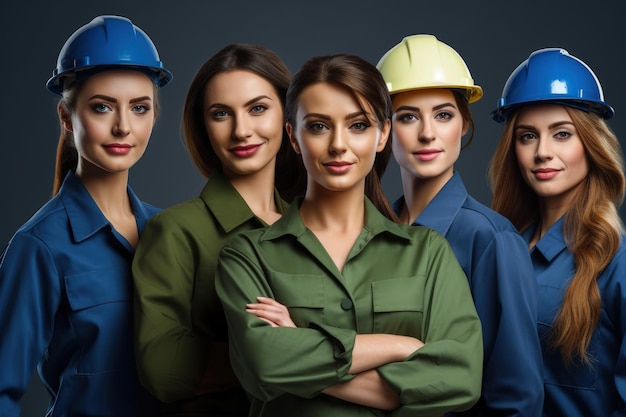 Group of women of different professions in working uniform women's day