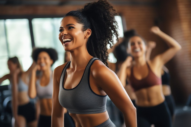 a group of women in a gym